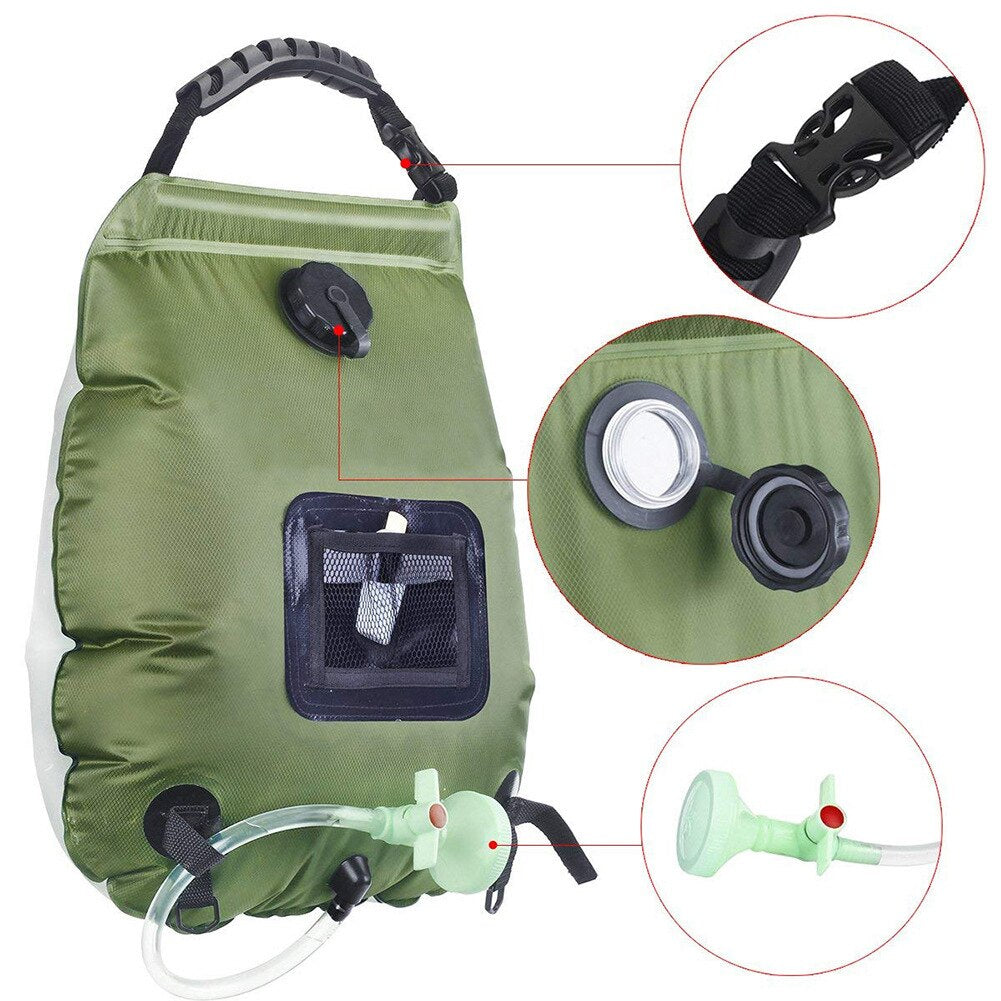 Portable Shower 20L Sun absorbs heat Water Storage Bags Outdoor Camping Hiking Heating Shower Bathing Bags Heating Shower Bags